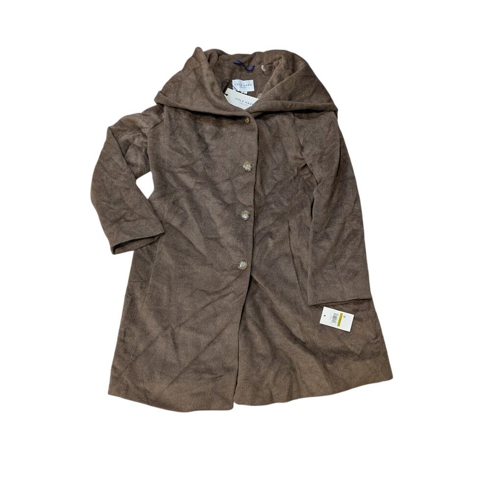 NWT Cole Haan Oversized Hood Camel Wool  Blend Coat Size 14 - Picture 7 of 7